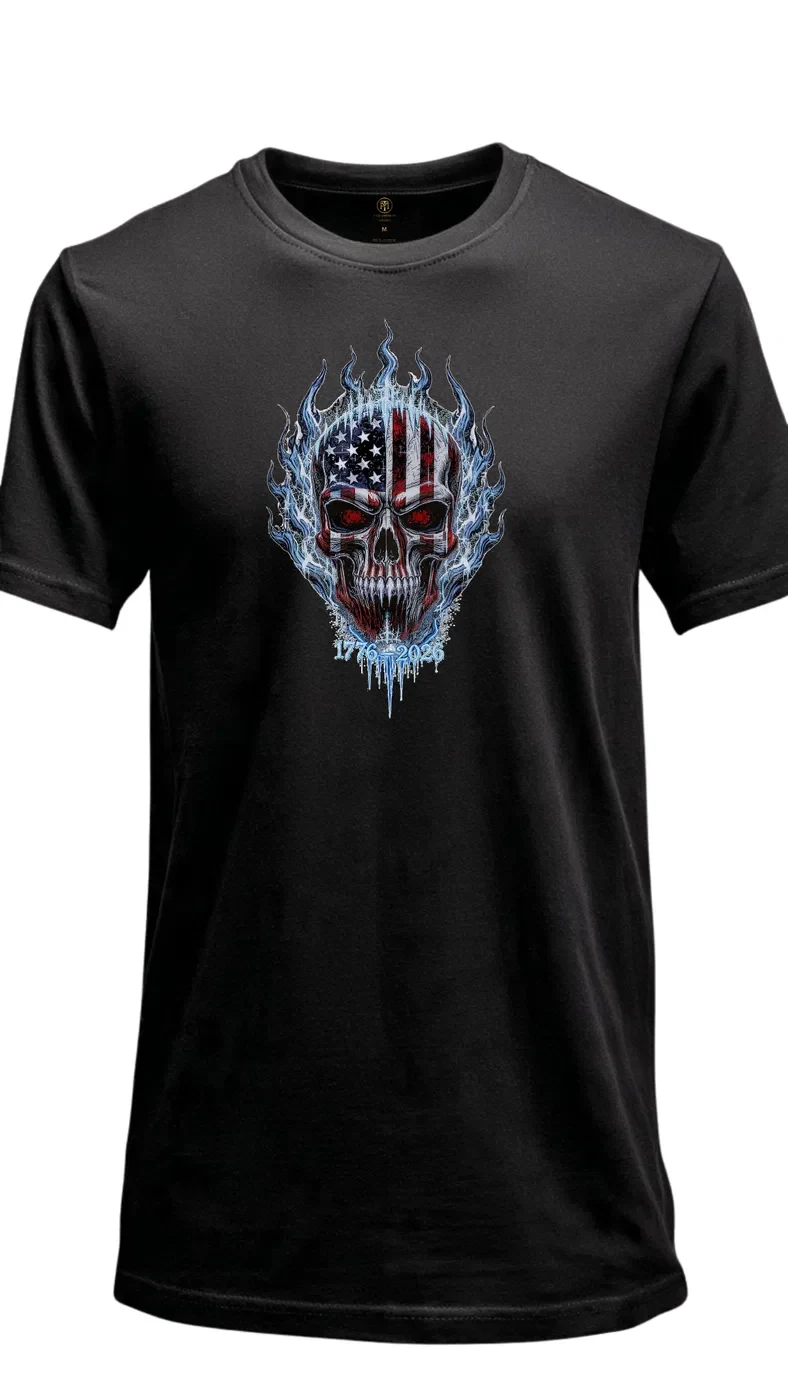 250th Anniversary Frostfire Skull Patriotic T-Shirt
