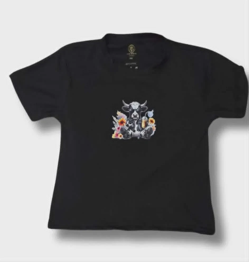 Floral Highland Cow Youth T-Shirt