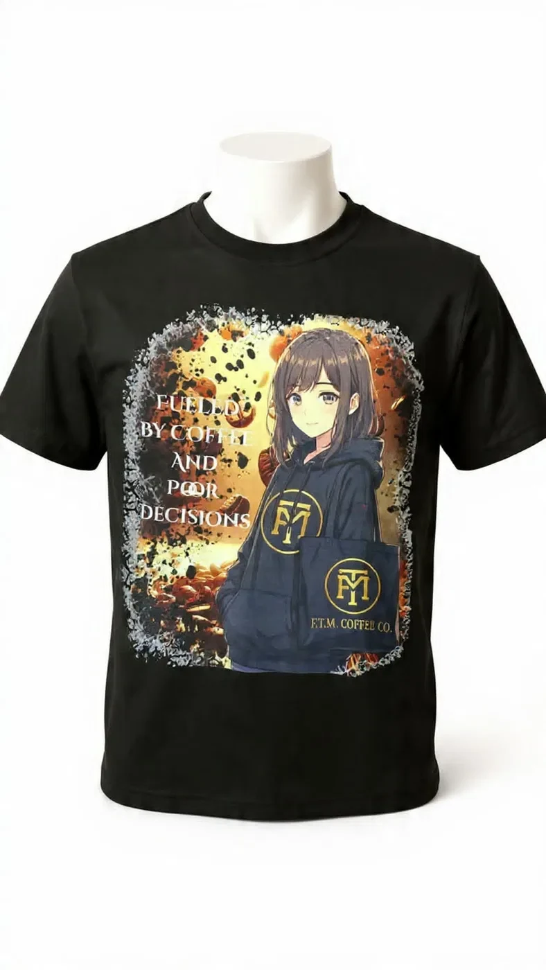 Fueled by Coffee and Poor Decisions Anime T-Shirt