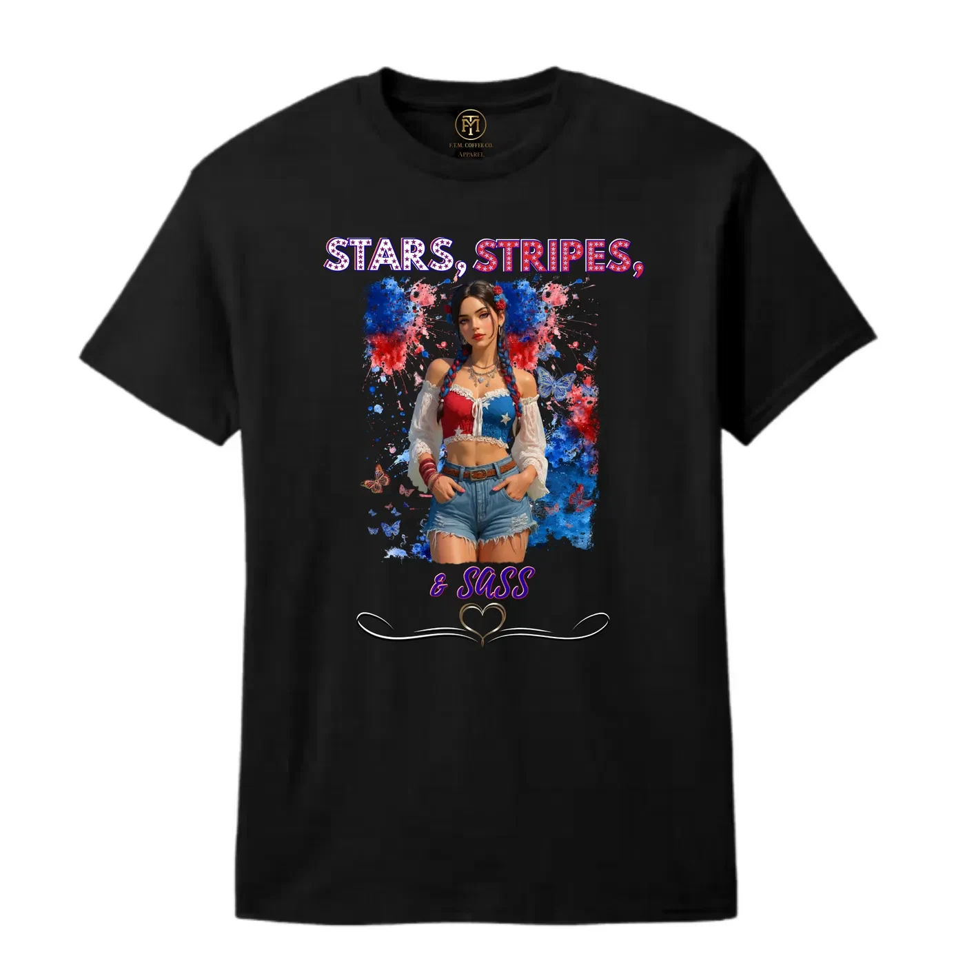 Stars Stripes and Sass Butterfly Patriotic T-Shirt