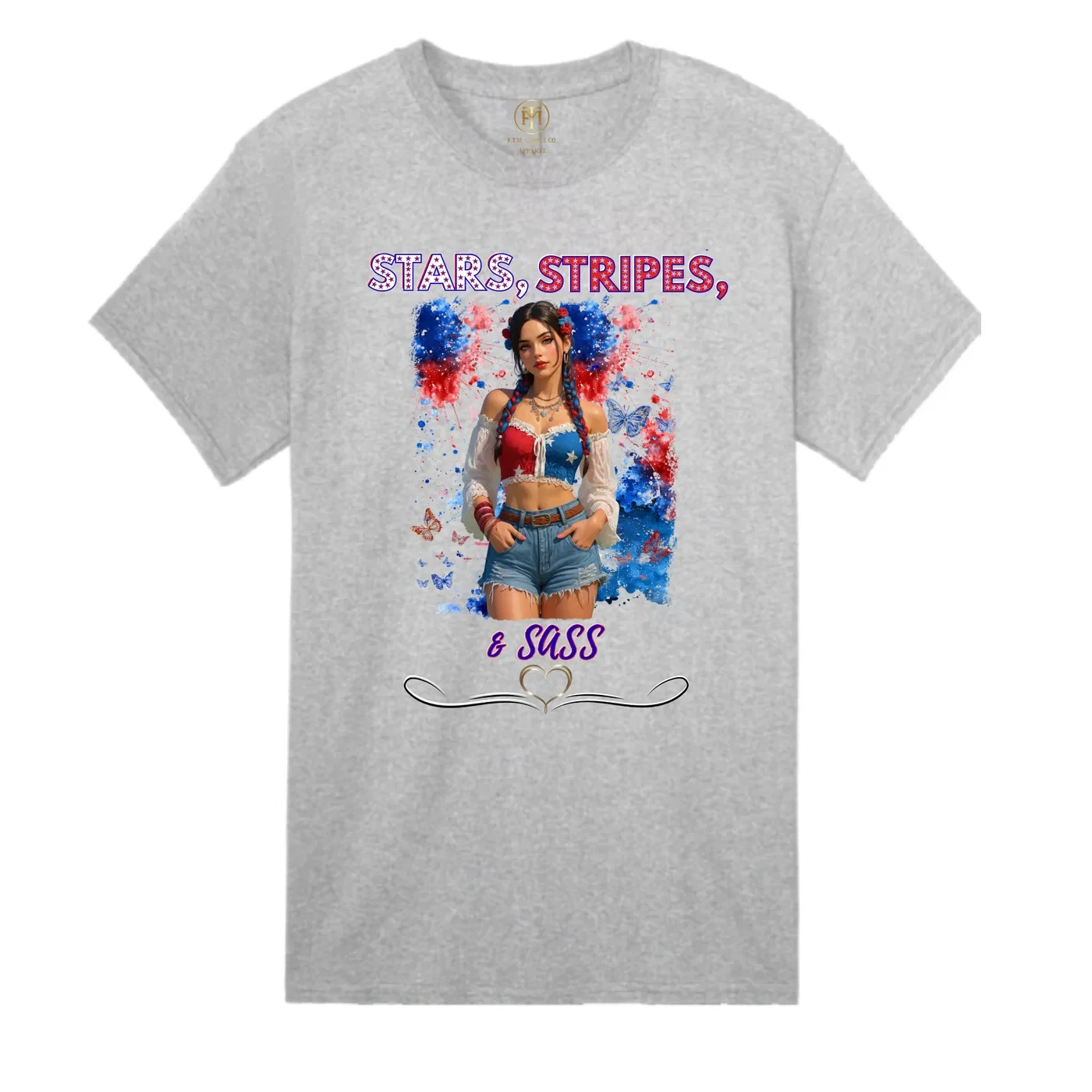 Stars Stripes and Sass Butterfly Patriotic T-Shirt product view 2