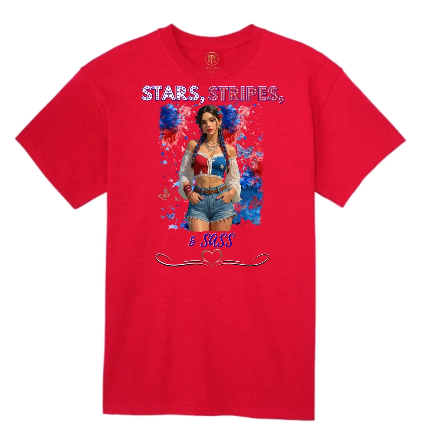Stars Stripes and Sass Butterfly Patriotic T-Shirt product view 5