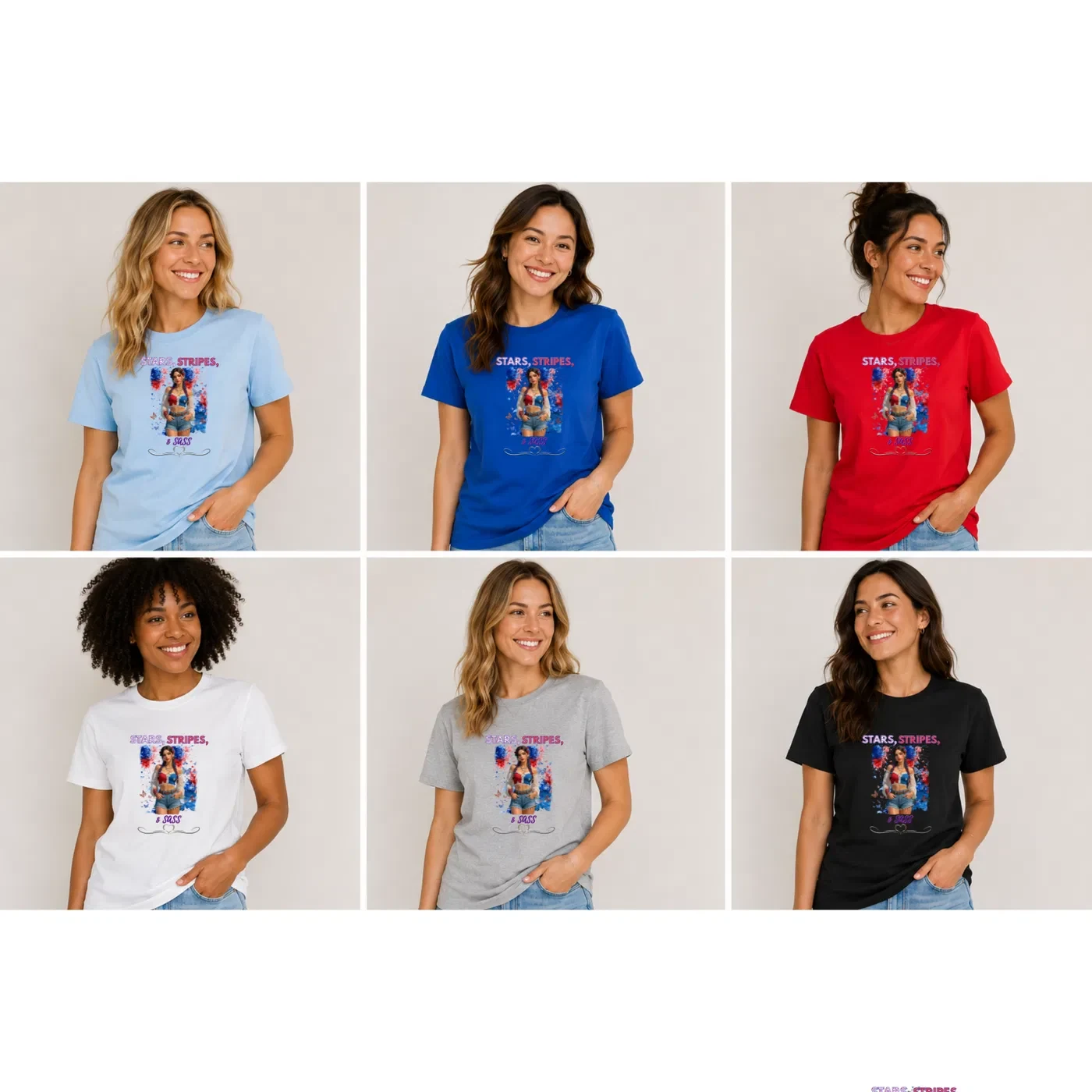 Stars Stripes and Sass Butterfly Patriotic T-Shirt product view 7