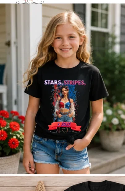 Stars Stripes and Sass Butterfly Youth T-Shirt