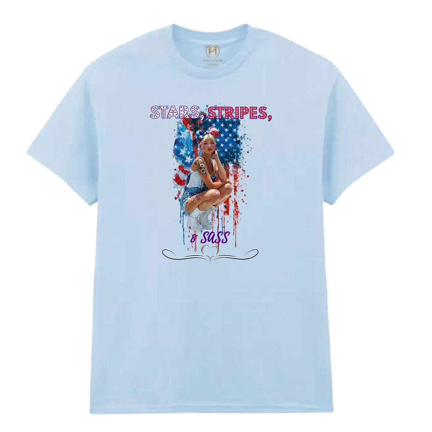 Stars Stripes and Sass Patriotic Pin-Up T-Shirt product view 3