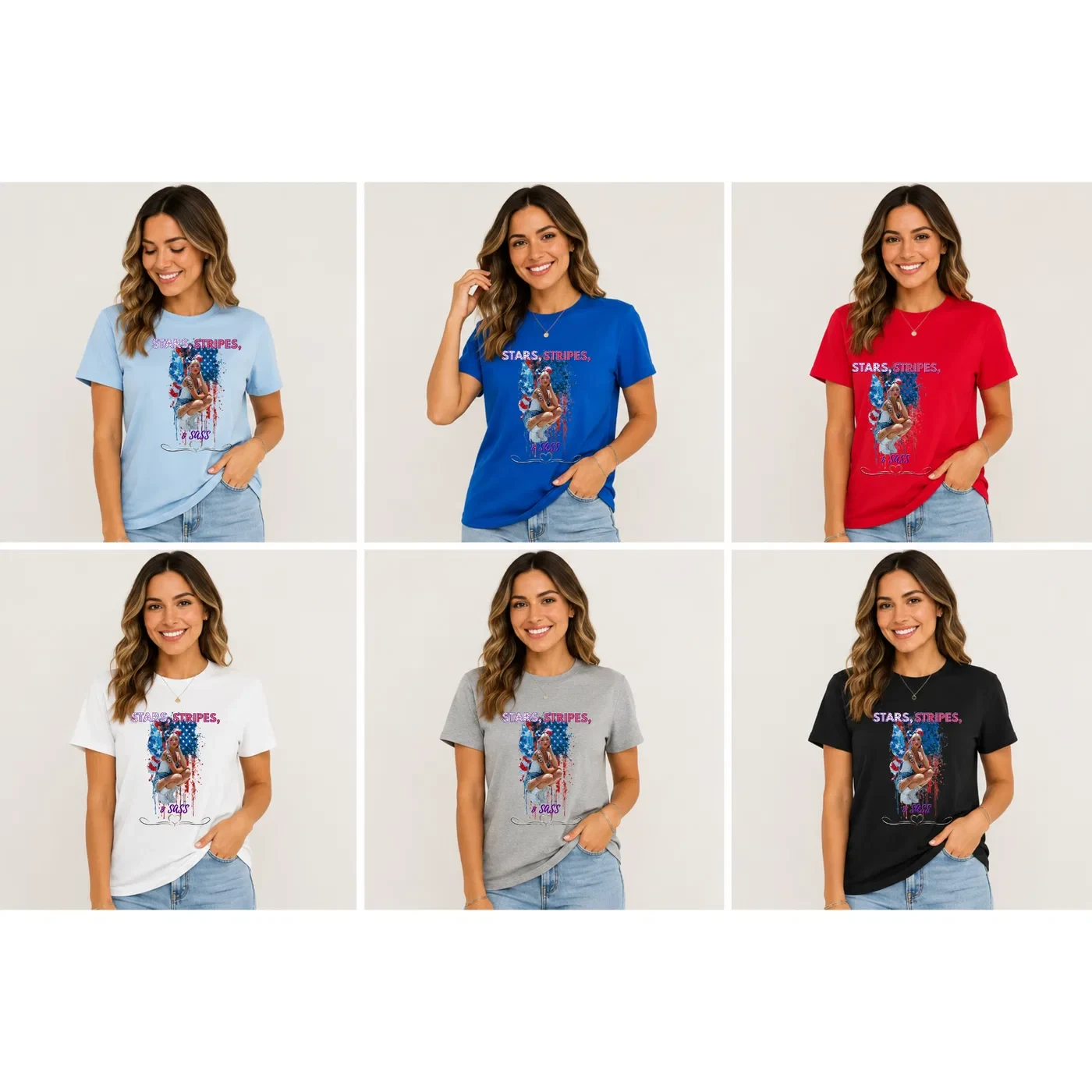 Stars Stripes and Sass Patriotic Pin-Up T-Shirt product view 7
