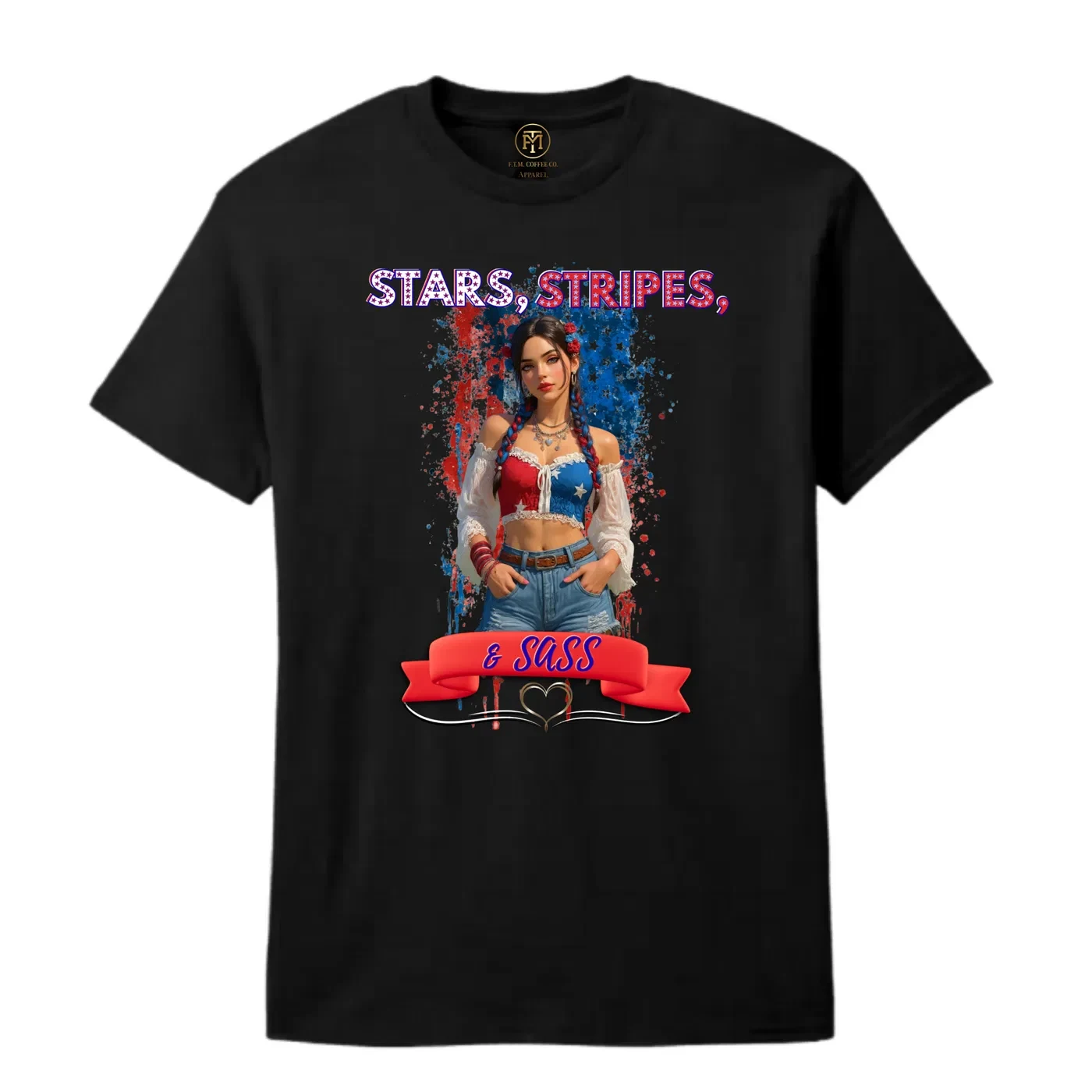 Stars Stripes and Sass Ribbon Patriotic T-Shirt