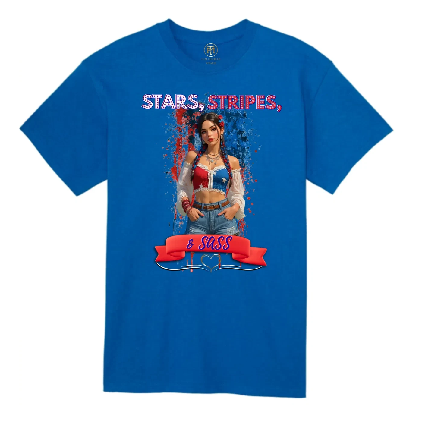 Stars Stripes and Sass Ribbon Patriotic T-Shirt product view 4