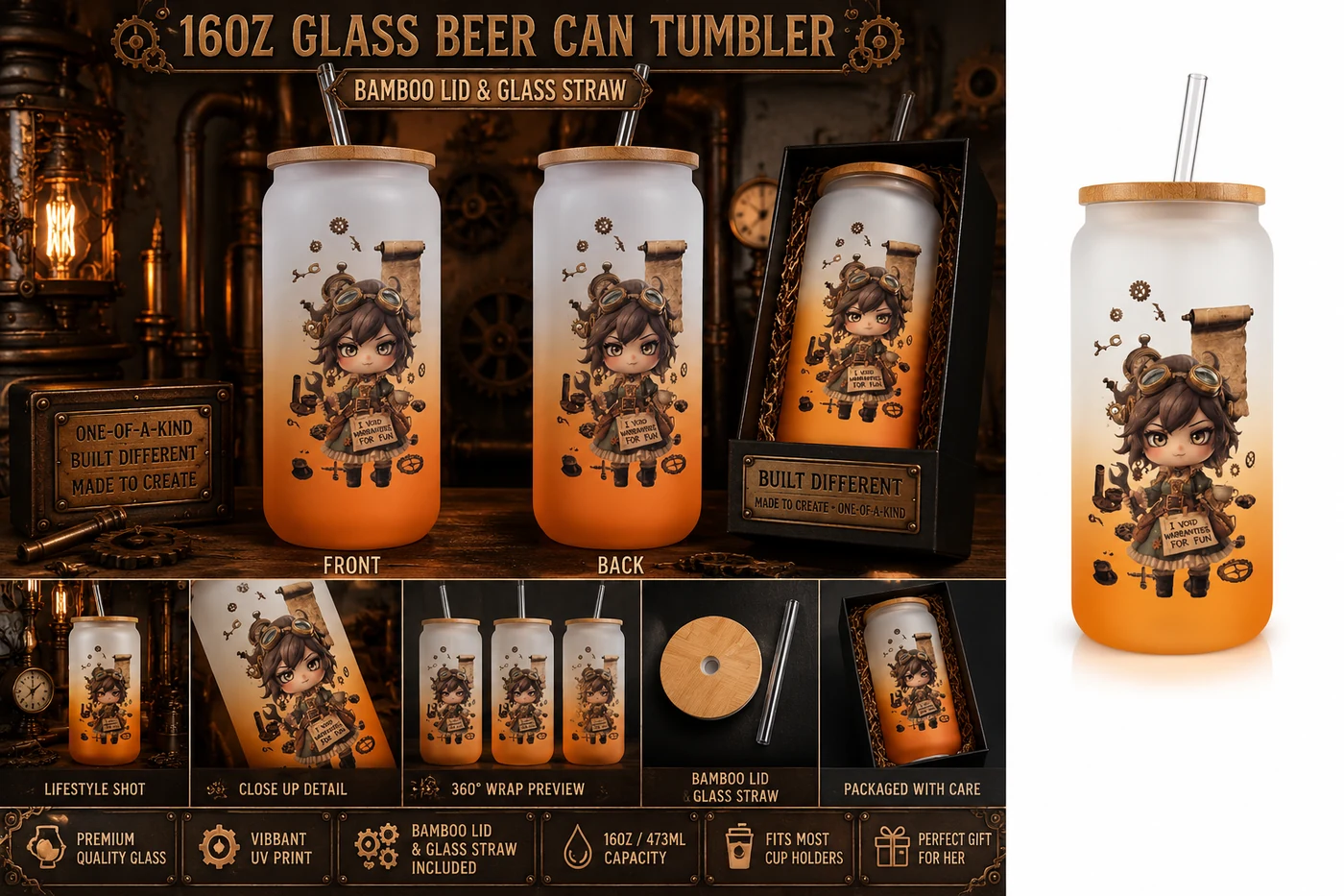 Finished F.T.M. steampunk tumbler display