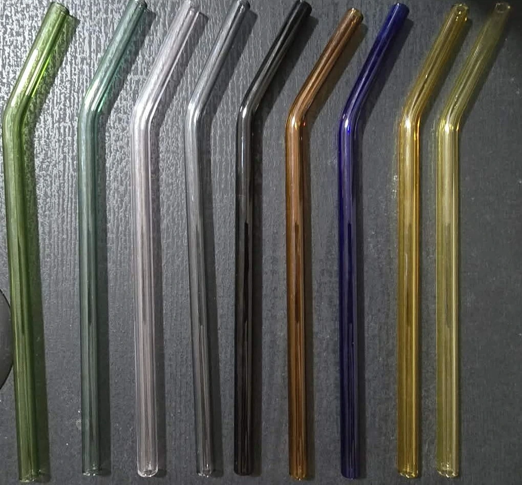 Nine actual F.T.M. colored glass straw choices shown together